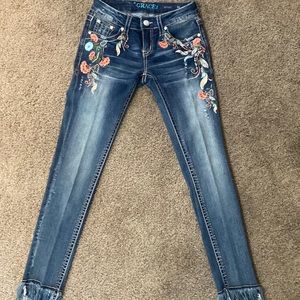 Grace in LA flower embroidered jeans
